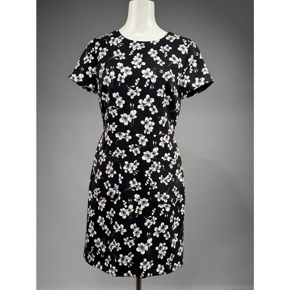 LOFT Black Floral Short Sleeve Dress (rack14)